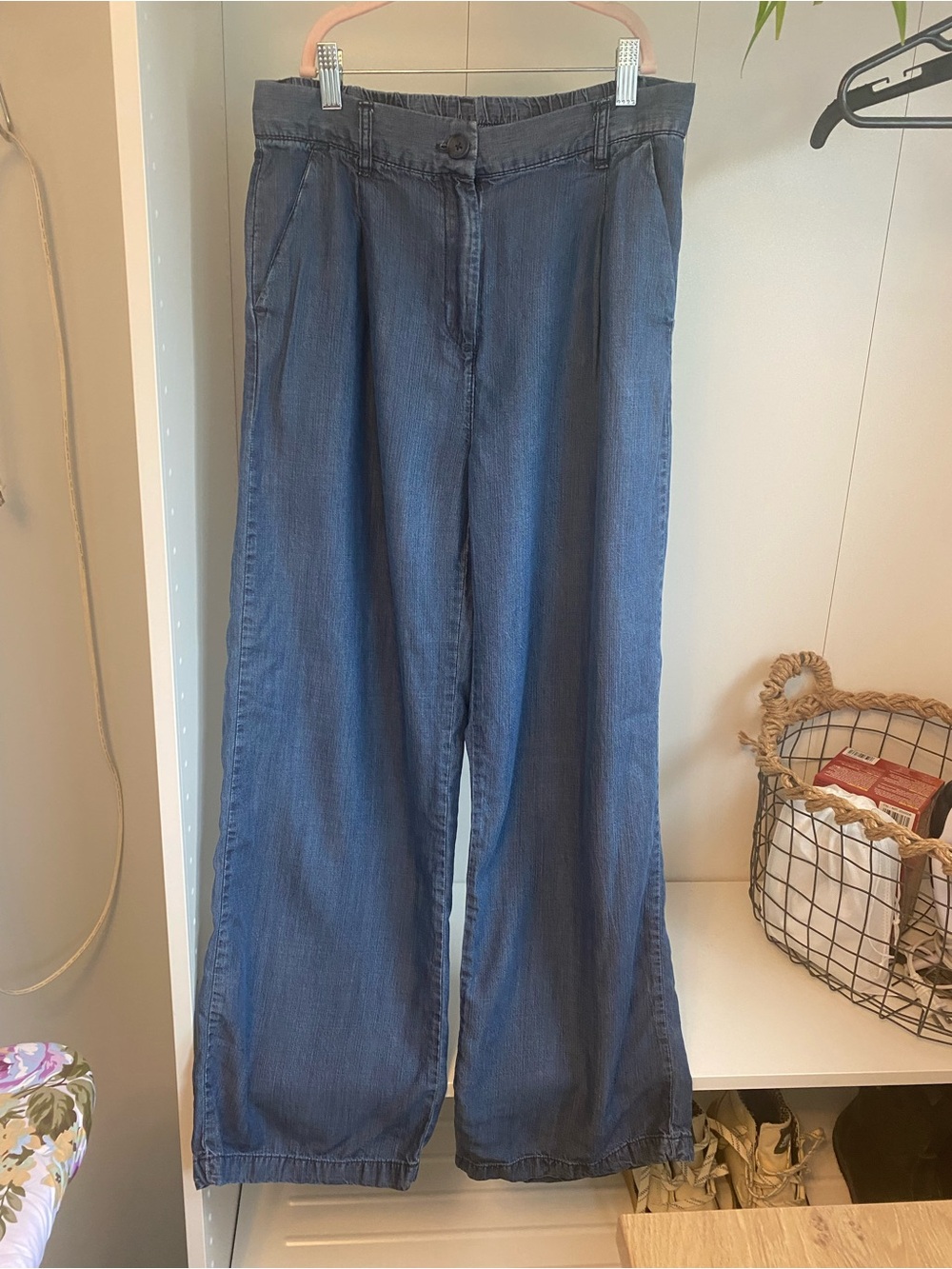 Wide-Leg Blue Trousers - Classic Casual Pants